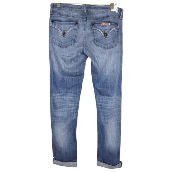 Hudson Jax Boyfriend Skinny Jean Skip Wash Distressed Denim Mid Rise 27 - Picture 3 of 7